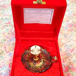 Brass silver plated candle holder from India